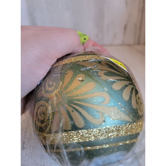 Ornament ball candle green glitter unique xmas home decor - Picture 4 of 6